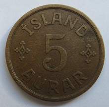 Load image into Gallery viewer, 1931 Iceland Christian X 5 Aurar Coin
