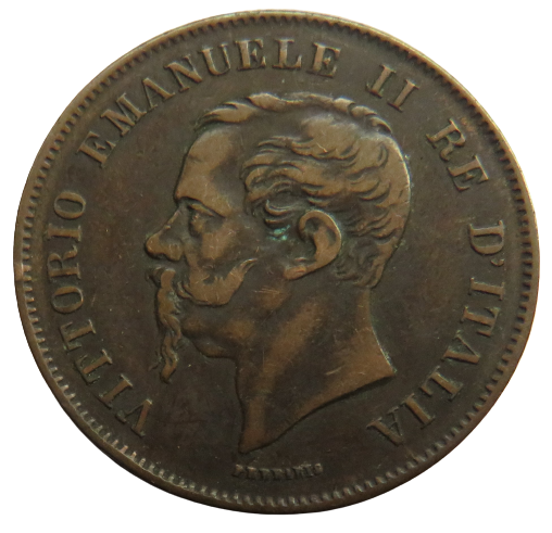 1861-M Italy 5 Centesimi Coin