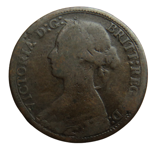 1866 Queen Victoria Bun Head Farthing Coin