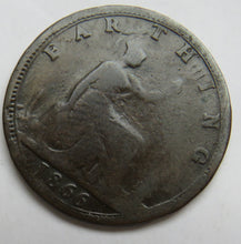 Load image into Gallery viewer, 1866 Queen Victoria Bun Head Farthing Coin
