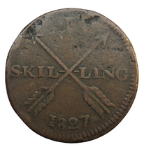 Load image into Gallery viewer, 1827 Sweden 1 Skilling Coin
