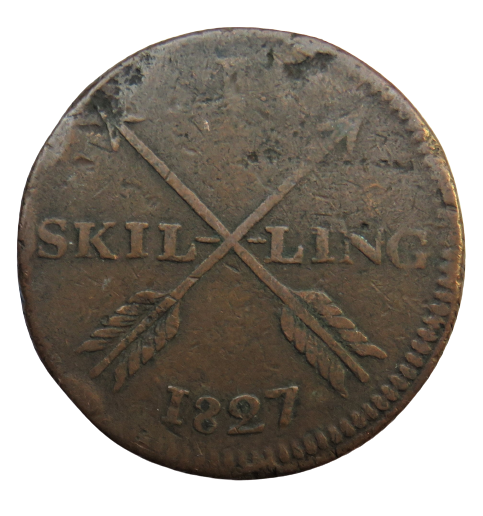 1827 Sweden 1 Skilling Coin