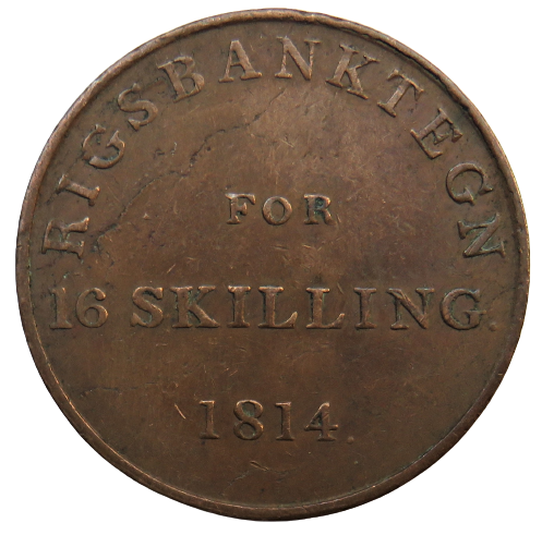 1814 Denmark 16 Skilling Coin