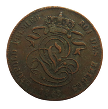 Load image into Gallery viewer, 1863 Belgium 2 Centimes Coin
