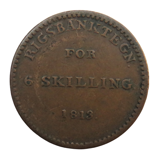 1813 Denmark 6 Skilling Coin